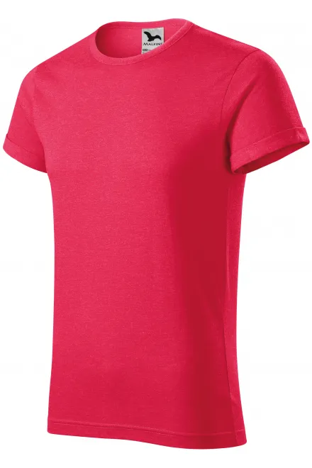Heren T-shirt met opgerolde mouwen, rood marmer
