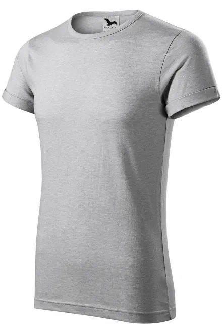 Heren T-shirt met opgerolde mouwen, zilver marmer