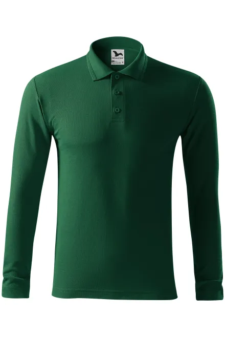 Herenpolo met lange mouwen - fles groen, S