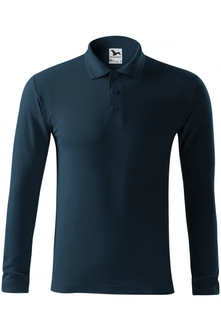 Herenpolo met lange mouwen - donkerblauw, S