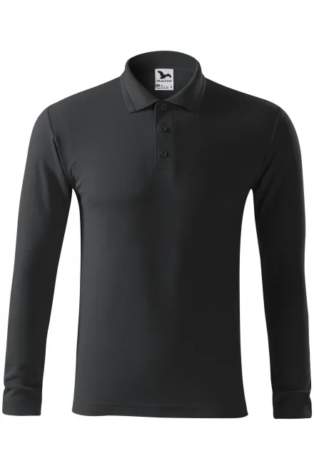 Herenpolo met lange mouwen - ebbenhout grijs, S