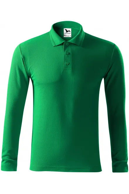Herenpolo met lange mouwen - gras groen, S