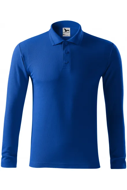 Herenpolo met lange mouwen - koningsblauw, S