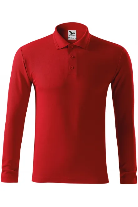 Herenpolo met lange mouwen - rood, S