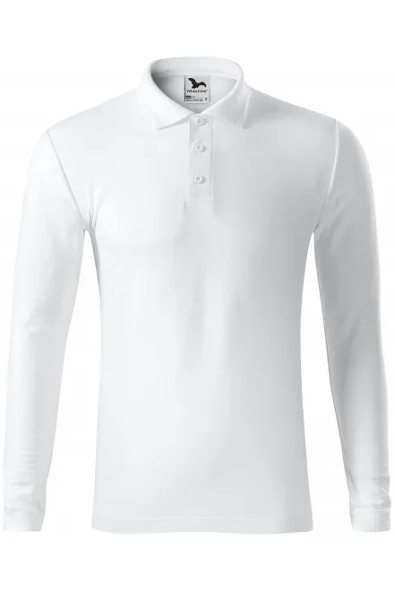 Herenpolo met lange mouwen - witte, S