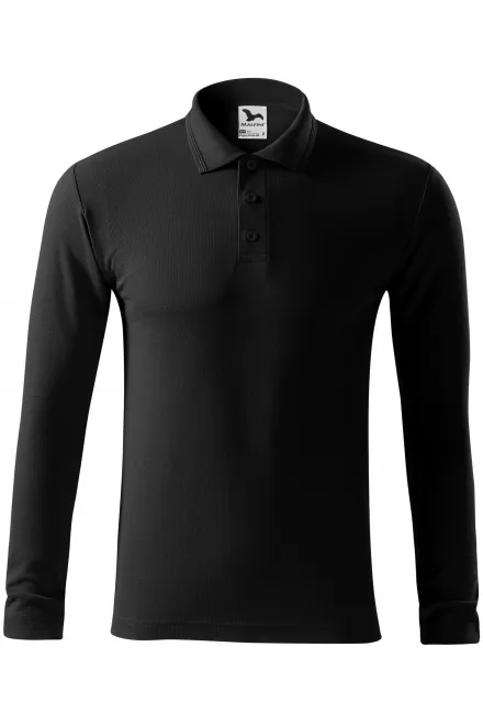 Herenpolo met lange mouwen - zwart, S