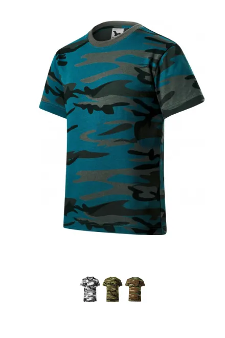 Camouflage T-shirt voor kinderen, camouflageblauw