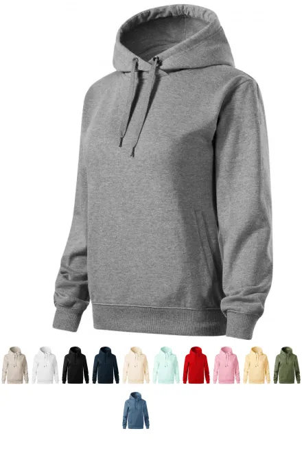 Comfortabel damessweatshirt met capuchon, donkergrijs marmer