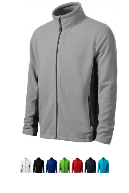 Contrasterend fleecejack voor heren, lichtgrijs