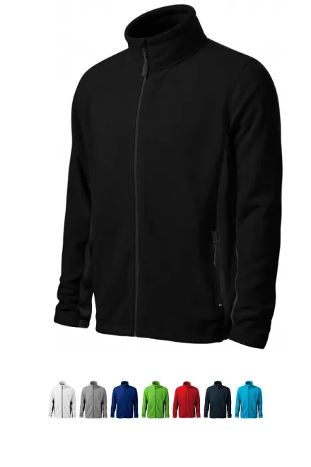 Contrasterend fleecejack voor heren, zwart