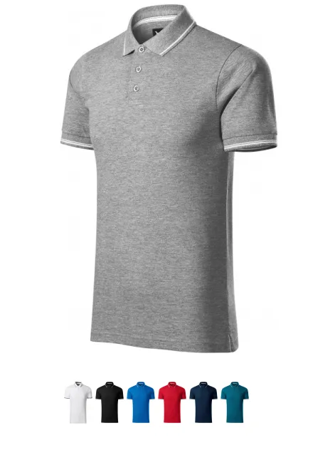 Contrasterend poloshirt voor heren, donkergrijs marmer