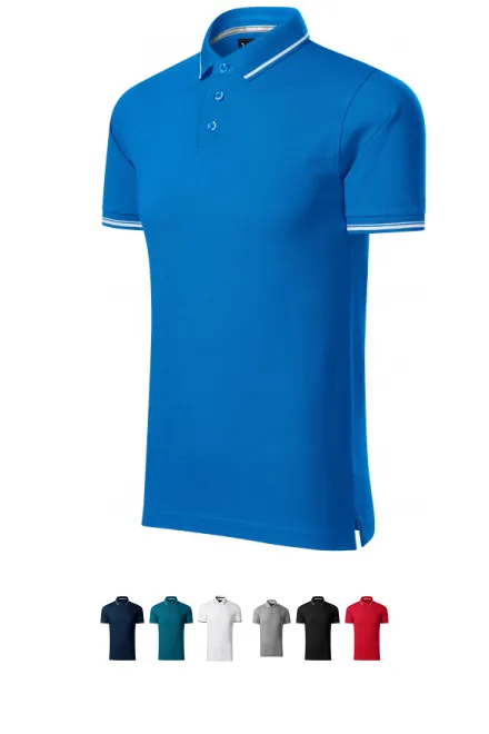 Contrasterend poloshirt voor heren, oceaanblauw