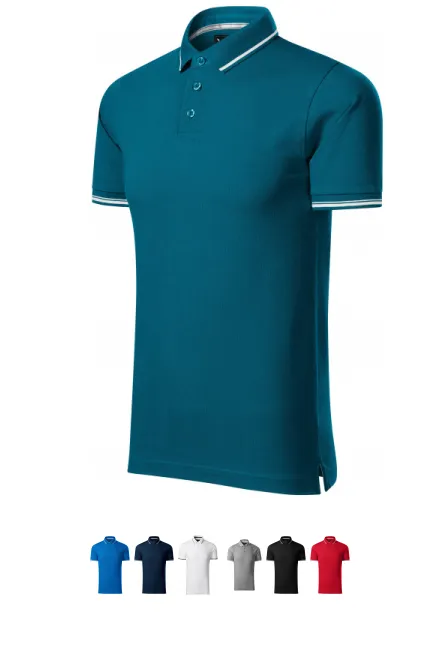Contrasterend poloshirt voor heren, petrol blue