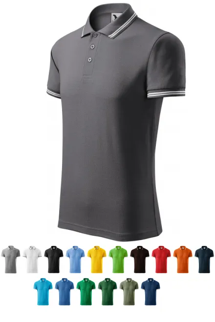 Contrasterend poloshirt voor heren, staal grijs
