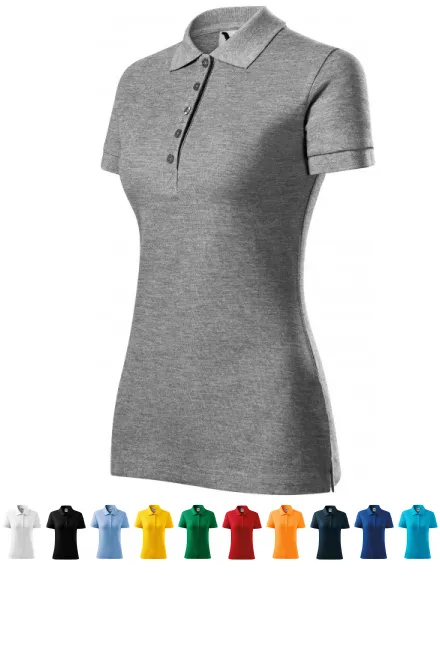 Dames poloshirt, donkergrijs marmer