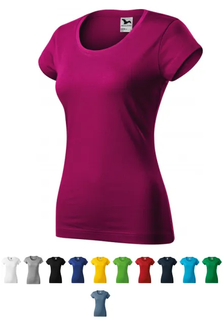 Dames slim fit T-shirt met ronde halslijn, fuchsia