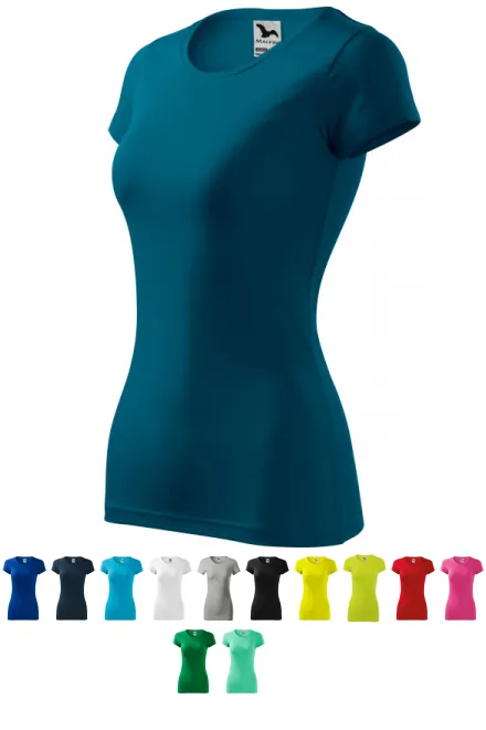 Dames slim-fit T-shirt, petrol blue
