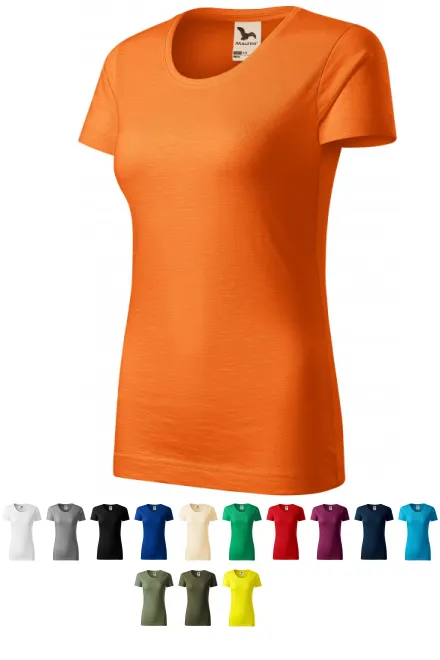 Dames T-shirt, gestructureerd biologisch katoen, oranje