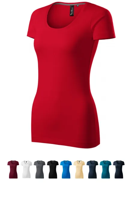 Dames T-shirt met decoratieve stiksels, formula red