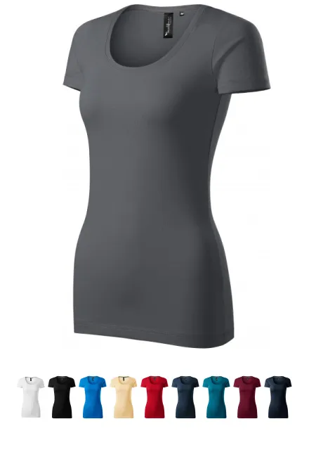 Dames T-shirt met decoratieve stiksels, lichtgrijze