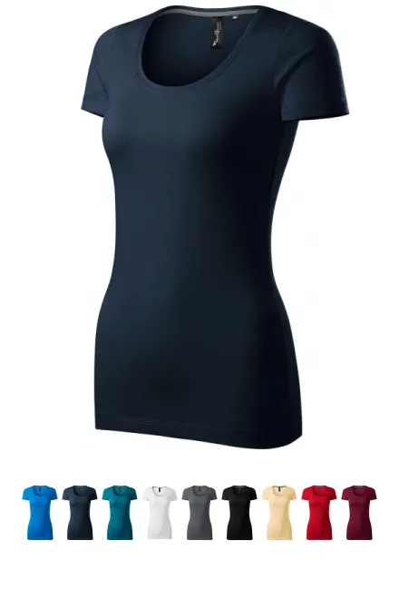 Dames T-shirt met decoratieve stiksels, ombre blauw