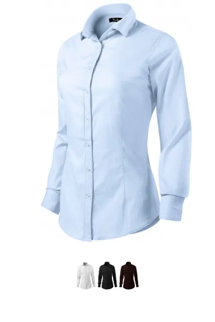 Damesblouse met lange mouwen slim fit, lichtblauw