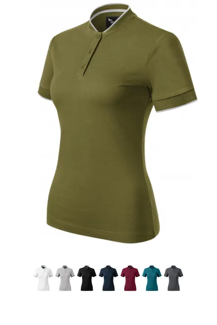 Damespoloshirt met bomberkraag, avocado