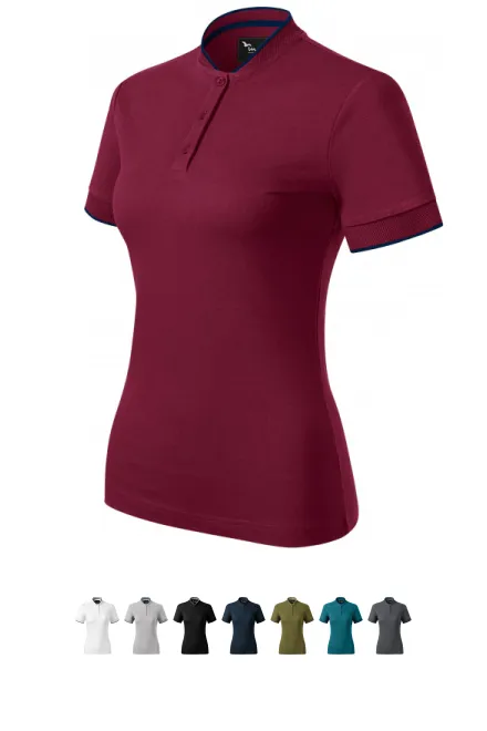 Damespoloshirt met bomberkraag, garnet