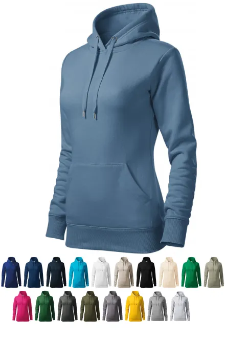 Damessweatshirt met capuchon zonder rits, denim