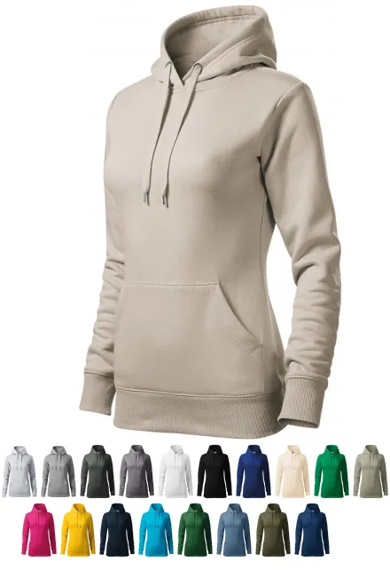 Damessweatshirt met capuchon zonder rits, ijsgrijs