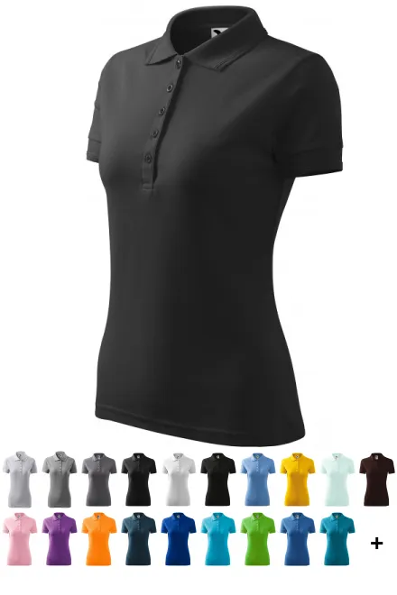 Elegant dames poloshirt, antraciet marmer