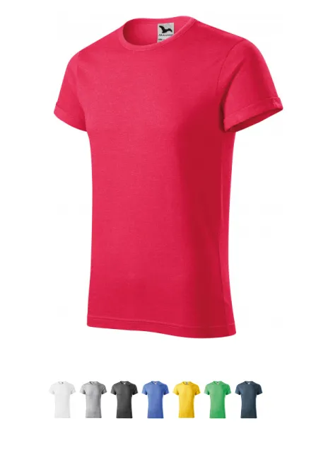Heren T-shirt met opgerolde mouwen, rood marmer