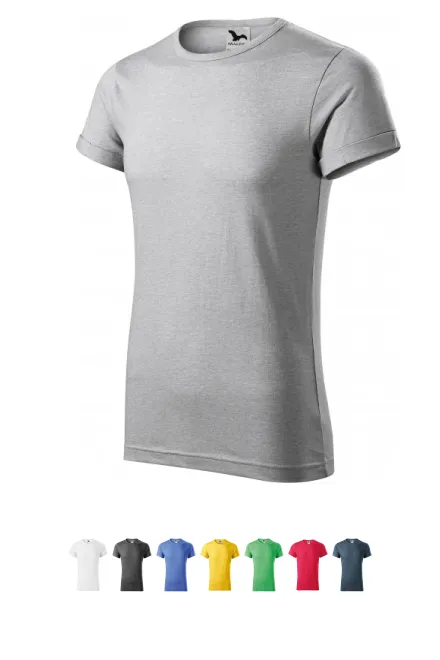 Heren T-shirt met opgerolde mouwen, zilver marmer