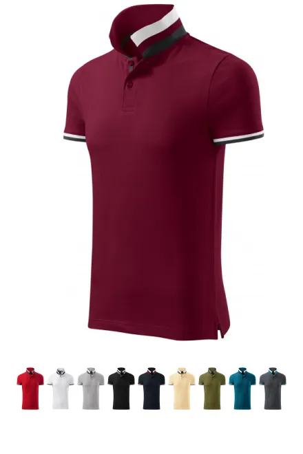 Herenpolo met kraag omhoog collar, garnet