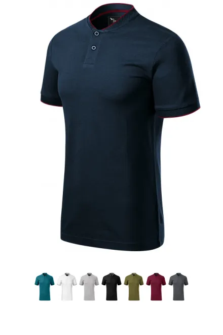 Herenpoloshirt met bomberkraag, donkerblauw