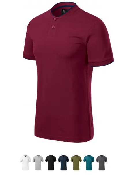 Herenpoloshirt met bomberkraag, garnet