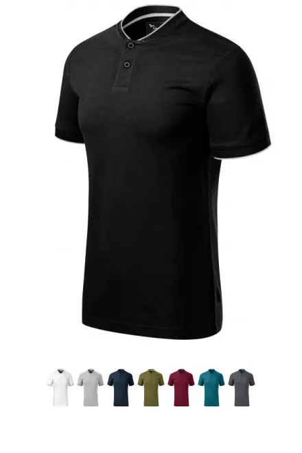 Herenpoloshirt met bomberkraag, zwart