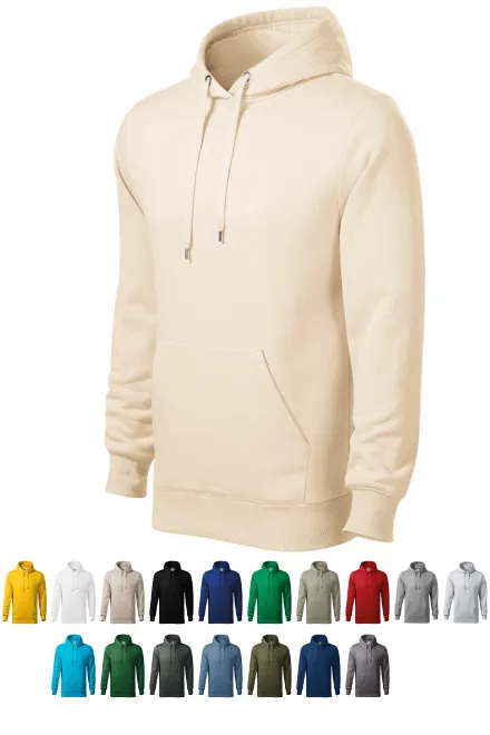 Herensweatshirt met capuchon zonder rits, amandel