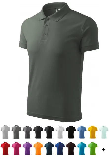 Los poloshirt voor heren, donkere leisteen