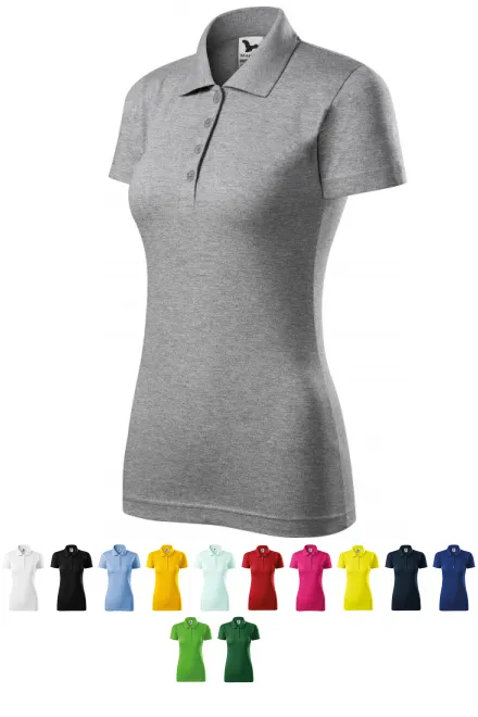 Slim-fit poloshirt voor dames, donkergrijs marmer