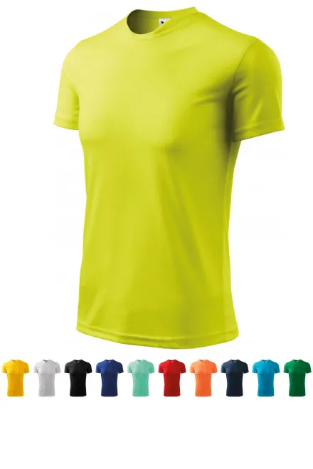 T-shirt met asymmetrische halslijn, Neon Geel