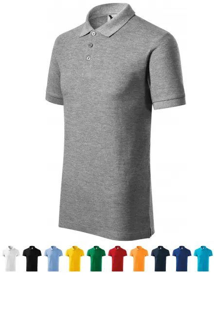 Zwaargewicht poloshirt voor heren, donkergrijs marmer