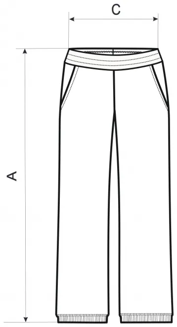 Dames joggingbroek met zakken - tabel met afmetingen