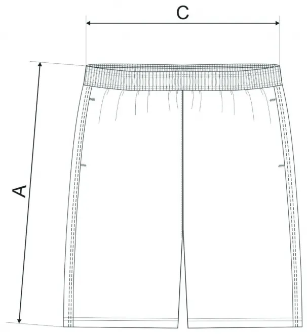 Heren shorts - tabel met afmetingen