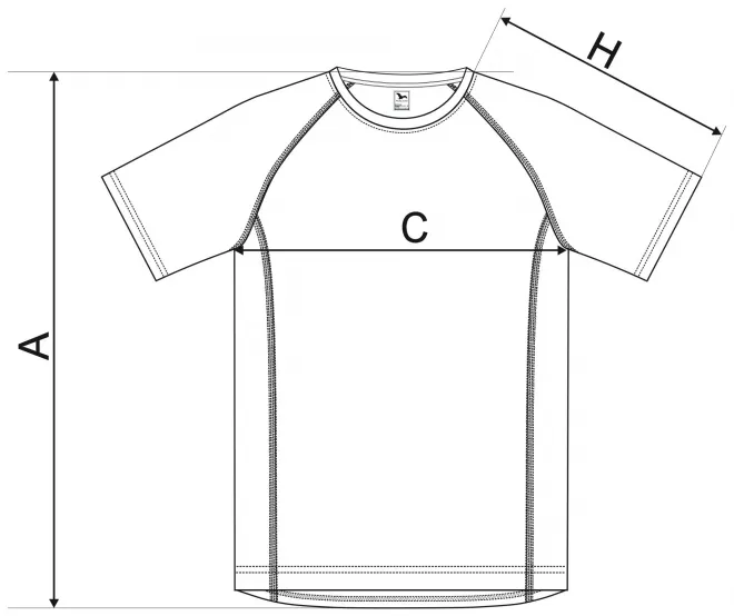 Sport-T-shirt voor heren - tabel met afmetingen