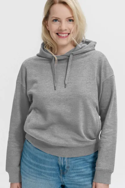 Comfortabel damessweatshirt met capuchon, donkergrijs marmer