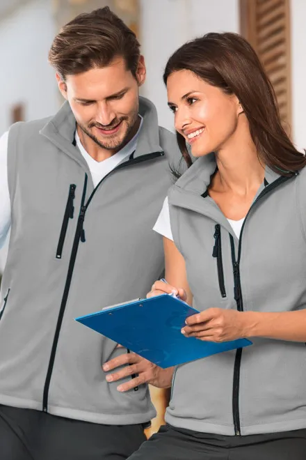 Contrast vest van fleece, lichtgrijs