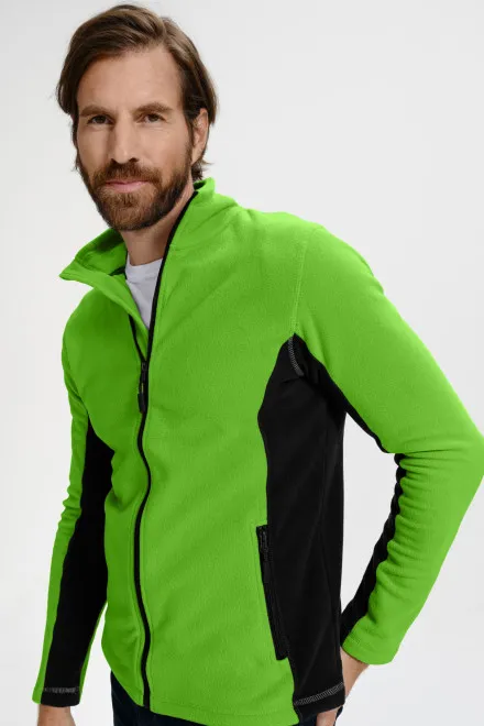Contrasterend fleecejack voor heren, appel groen