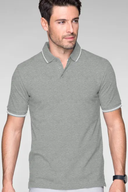 Contrasterend poloshirt voor heren, donkergrijs marmer