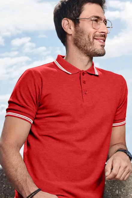 Contrasterend poloshirt voor heren, rood